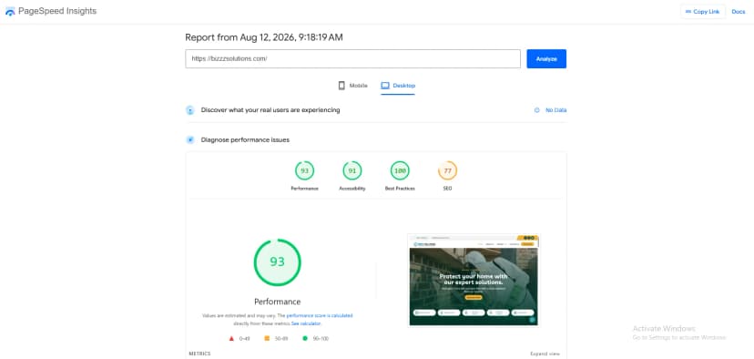 BizzzSolutions Speed Optimization